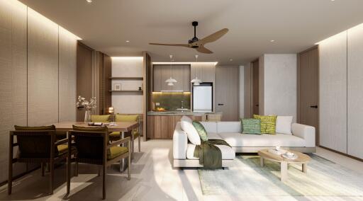 Modern open-plan living room and kitchen