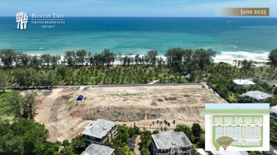 Aerial view of a land plot near the beach