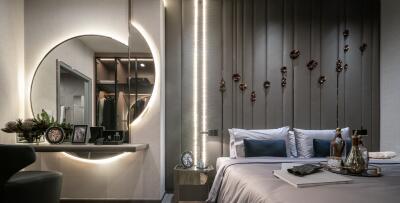 Modern bedroom with contemporary design and sophisticated decor