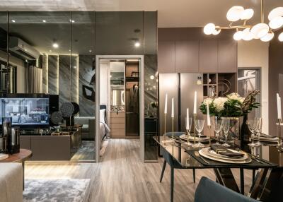 Modern living and dining area with open concept and contemporary design