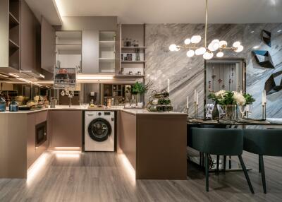 Modern kitchen and dining area with luxury finishes