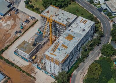 Aerial view of a building under construction