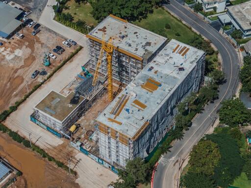 Aerial view of a building under construction