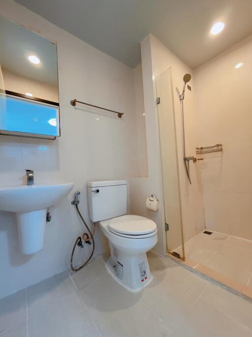 Modern bathroom with shower and toilet