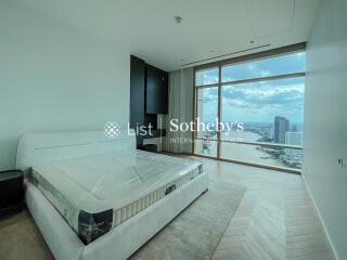 Spacious bedroom with large window and city view