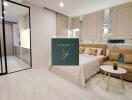 Modern bedroom with adjoining kitchen