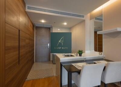 Modern kitchen with dining area in a residential property