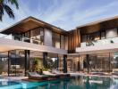 Modern luxurious villa with outdoor pool