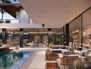 Modern outdoor living area with pool