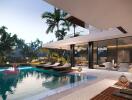 Luxurious poolside outdoor living area at modern property