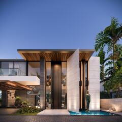 Modern two-story house with unique architectural design