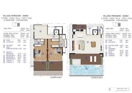 บ้านวิลล่าขายแบบรอสร้าง 4 ห้องนอน วิวทะเล ห่างจากชายหาดในบ่อผุดเพียง 3