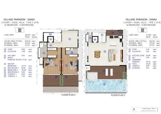 บ้านวิลล่าขายแบบรอสร้าง 4 ห้องนอน วิวทะเล ห่างจากชายหาดในบ่อผุดเพียง 3