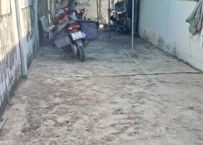 Covered outdoor area with motorcycles