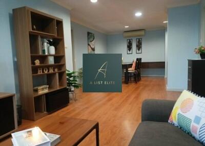 Living room with wooden floor and modern furnishings