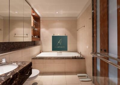 Luxurious bathroom with bathtub and modern fixtures