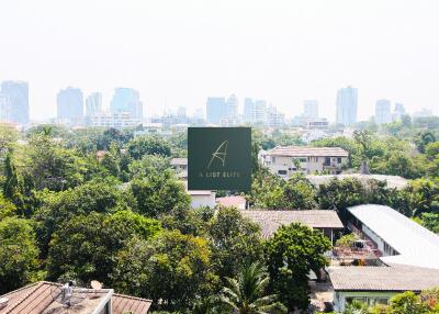 View of city skyline and residential area