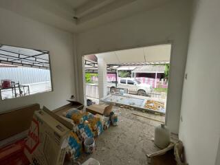 Main living space under construction with an open view