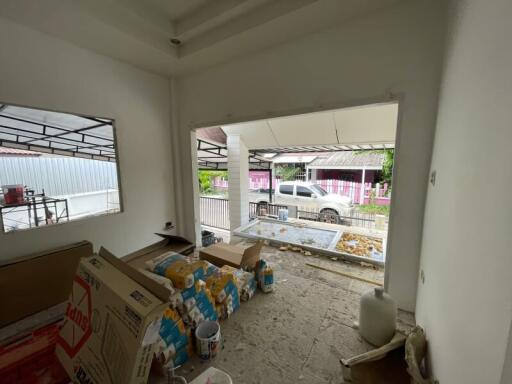 Main living space under construction with an open view