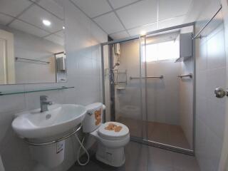 Modern bathroom with shower and toilet