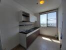 Modern kitchen with cabinets and window