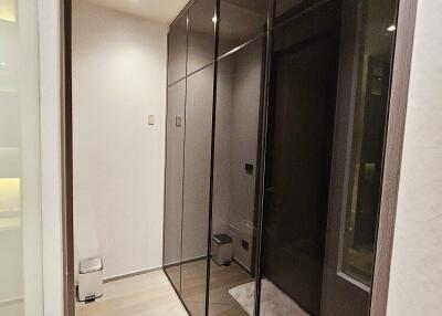 Modern hallway with glass doors