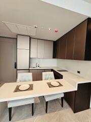 Modern kitchen with dining area