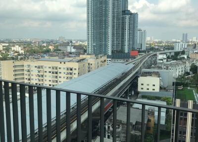 View of cityscape from balcony