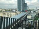 View of cityscape from balcony