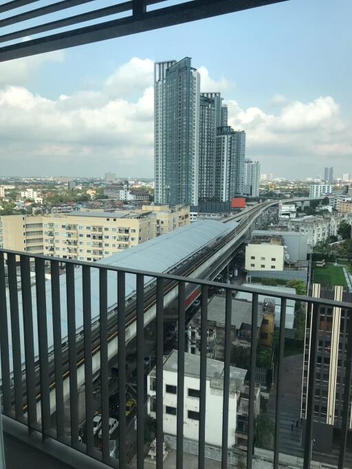 View of cityscape from balcony