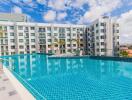 Modern apartment building with outdoor pool