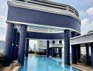 Outdoor swimming pool with modern architectural design