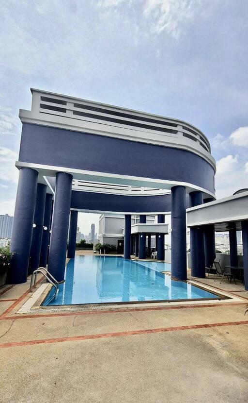 Outdoor swimming pool with modern architectural design