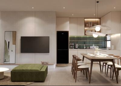 Modern and minimalistic living and dining area