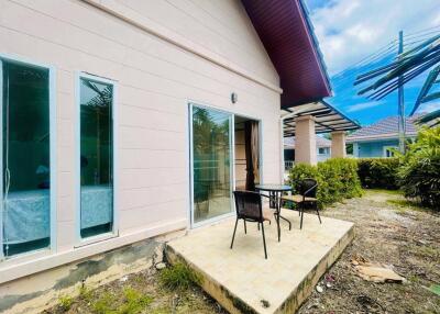 Outdoor patio area of a residential building