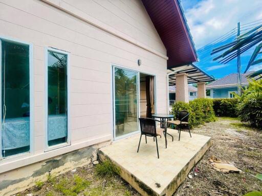 Outdoor patio area of a residential building