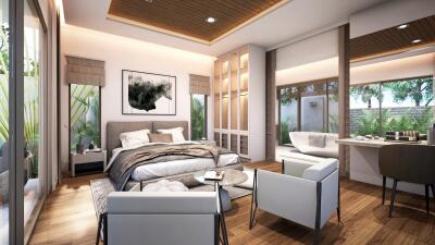 Modern Bedroom with Large Windows and Minimalist Decor