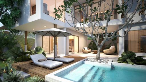 Modern house with pool and patio