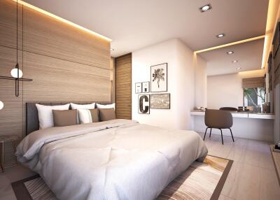 Modern bedroom with cozy decor