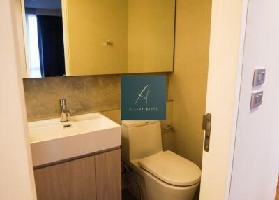 Modern bathroom with vanity and toilet