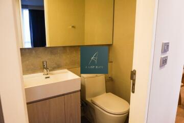 Modern bathroom with vanity and toilet