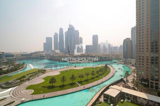 Fountain and Burj Khalifa View  Near Dubai Mall