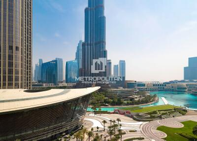 Fountain and Burj Khalifa View  Near Dubai Mall