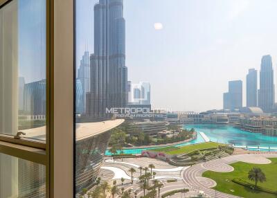 Fountain and Burj Khalifa View  Near Dubai Mall