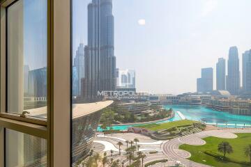 Fountain and Burj Khalifa View  Near Dubai Mall