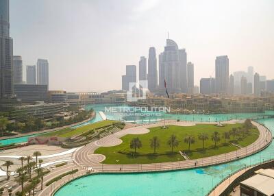 Fountain and Burj Khalifa View  Near Dubai Mall