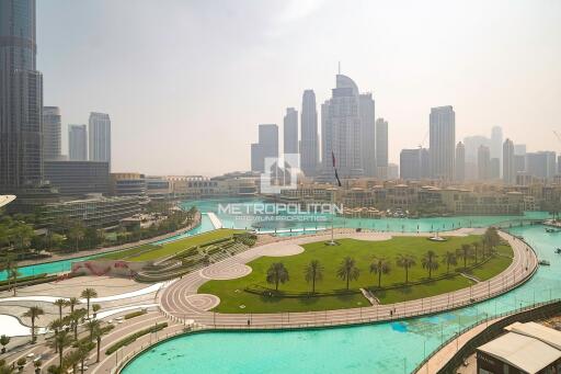 Fountain and Burj Khalifa View  Near Dubai Mall