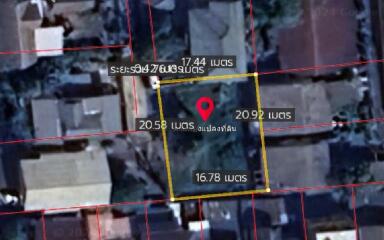 Aerial view of a property with boundaries marked