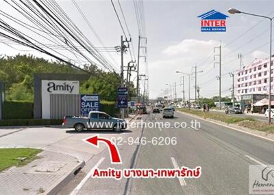 View of a roadside property with signage