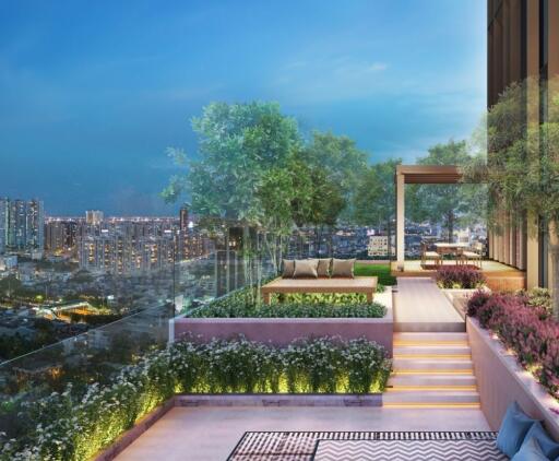 Modern outdoor terrace with city view